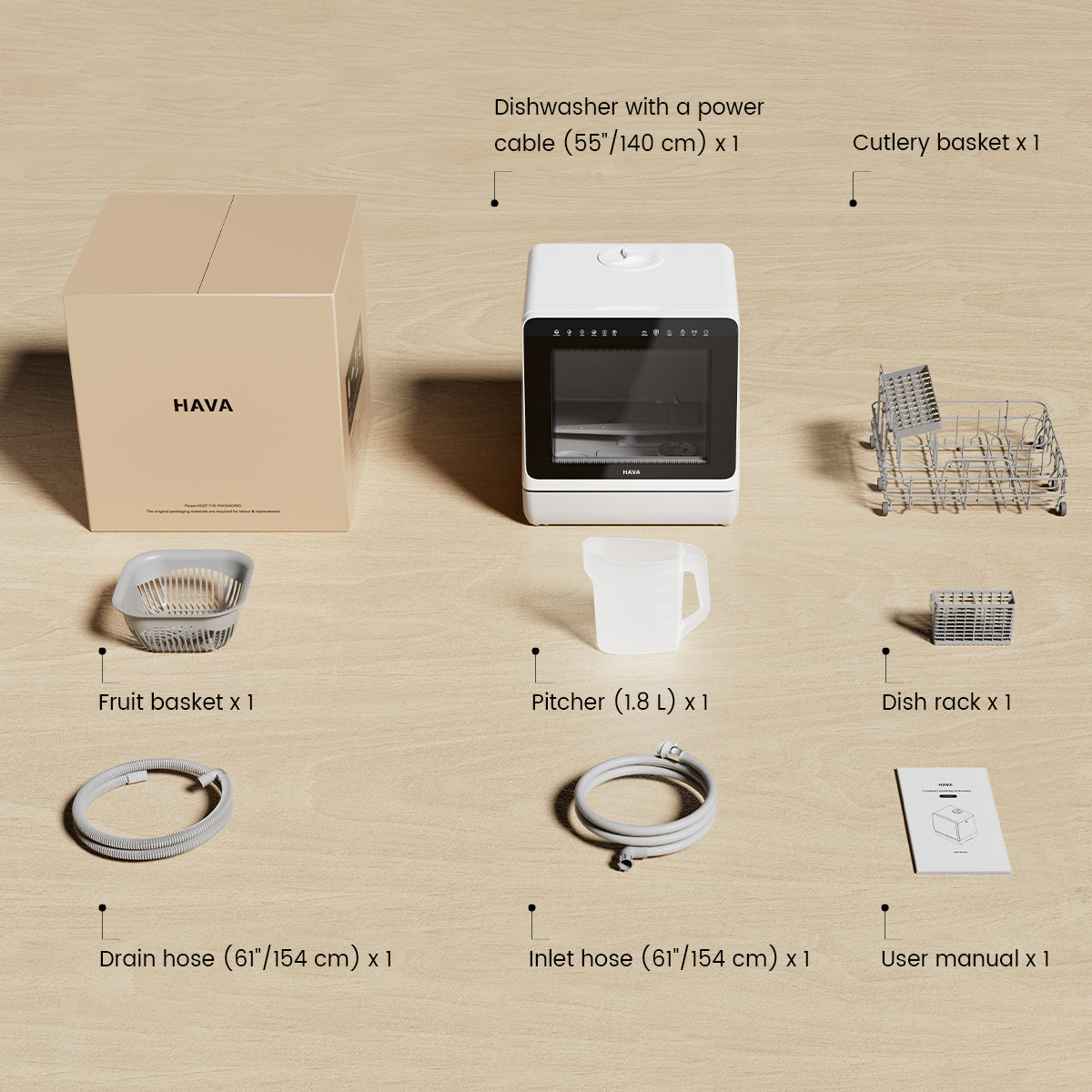 HAVA R09 Compact Countertop Dishwasher Bundle