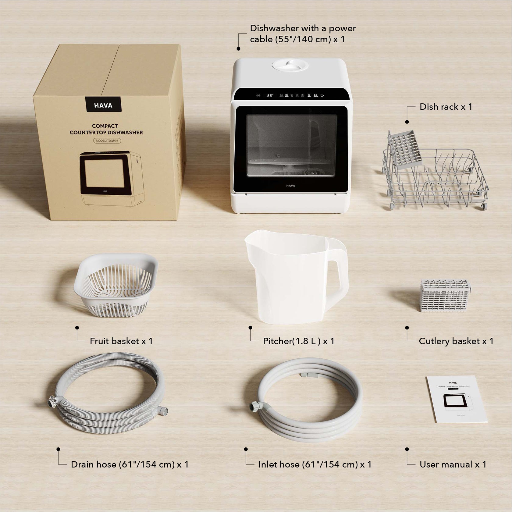 HAVA R01 Compact Countertop Dishwasher Bundle